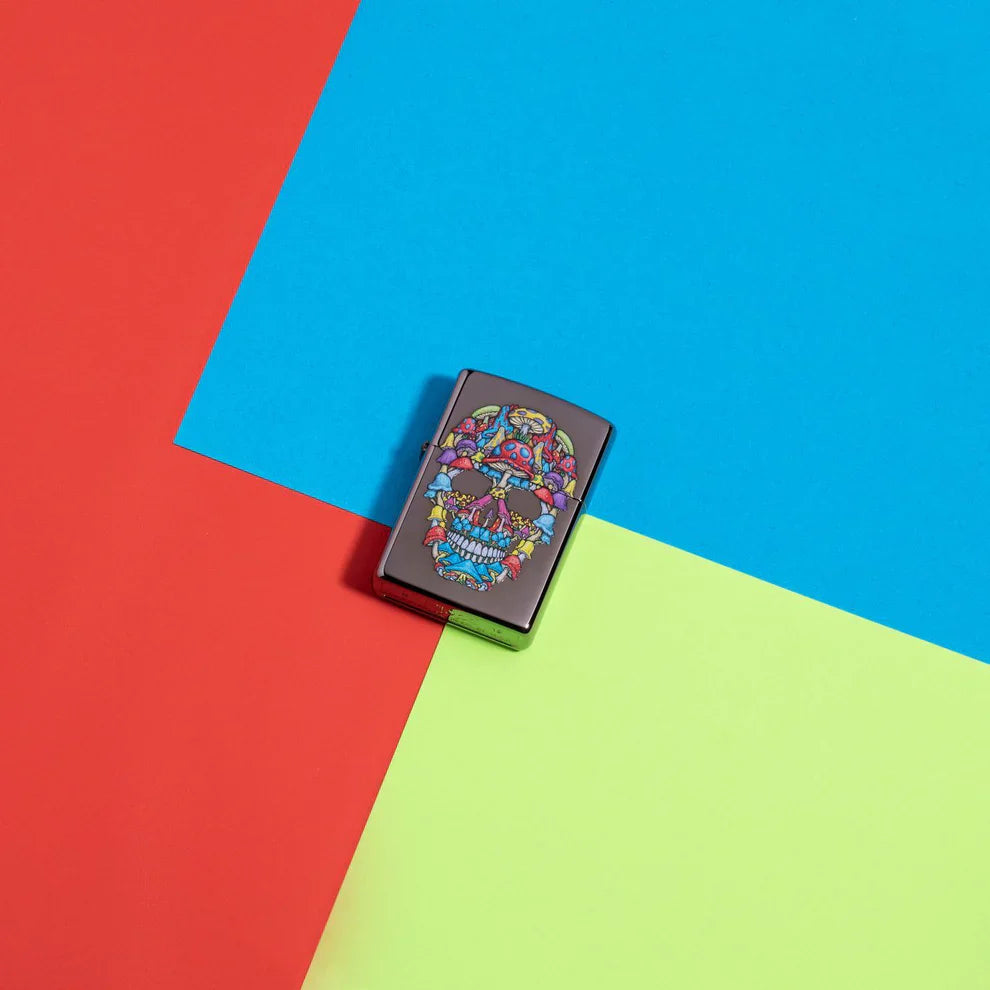 Zippo Mushroom Skull Black Ice - Kveikjari