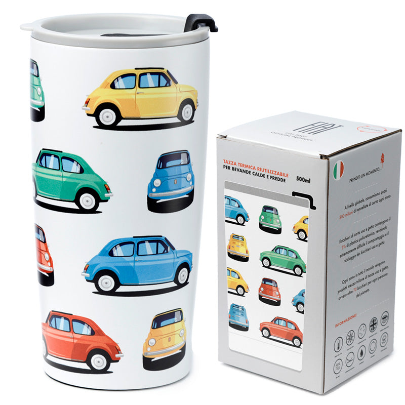 Retro Fiat 500 - stál ferðabolli