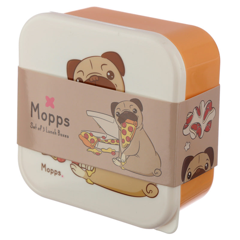 Mopps Pug - sett með 3 nestisboxum