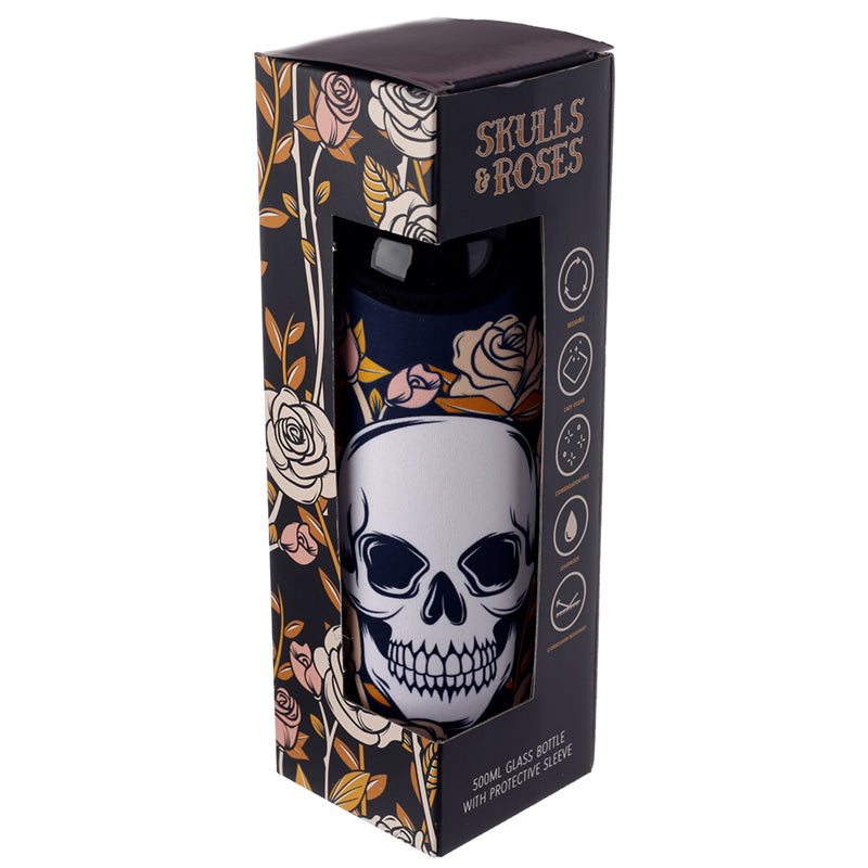 Skulls & Roses - glerflaska