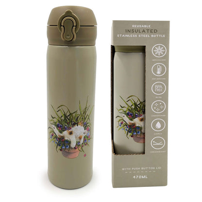 Kim Haskins - Kisa í blómapotti - stálbrúsi