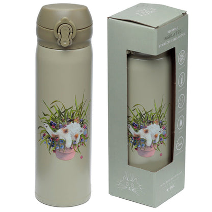 Kim Haskins - Kisa í blómapotti - stálbrúsi