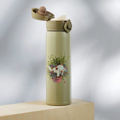 Kim Haskins - Kisa í blómapotti - stálbrúsi