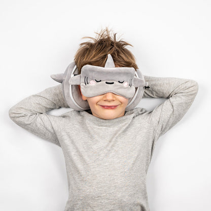 Relaxeazzz Adoramals Shark - ferða púði og augngríma