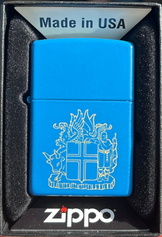 Zippo Skjaldamerki Sky Blue Matte - Kveikjari