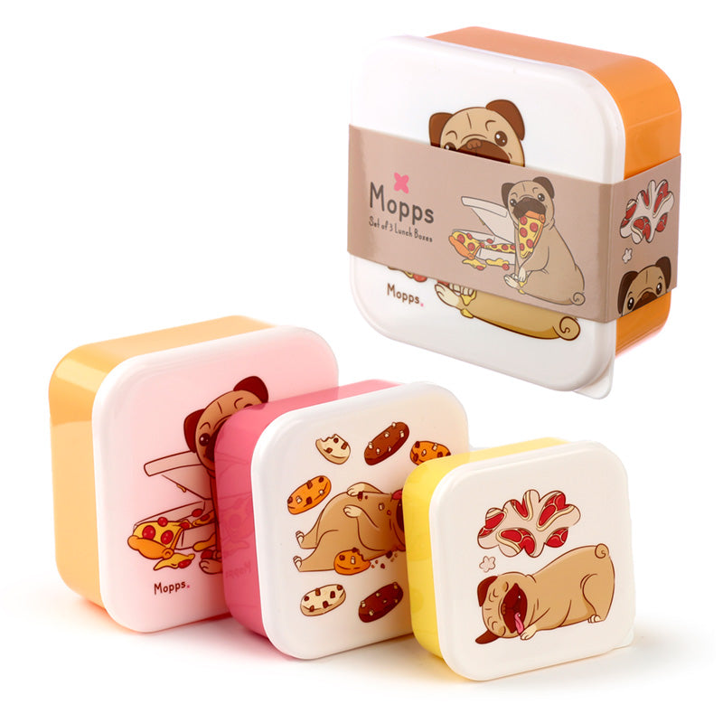 Mopps Pug - sett með 3 nestisboxum