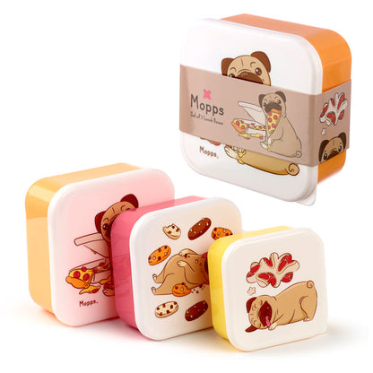 Mopps Pug - sett með 3 nestisboxum