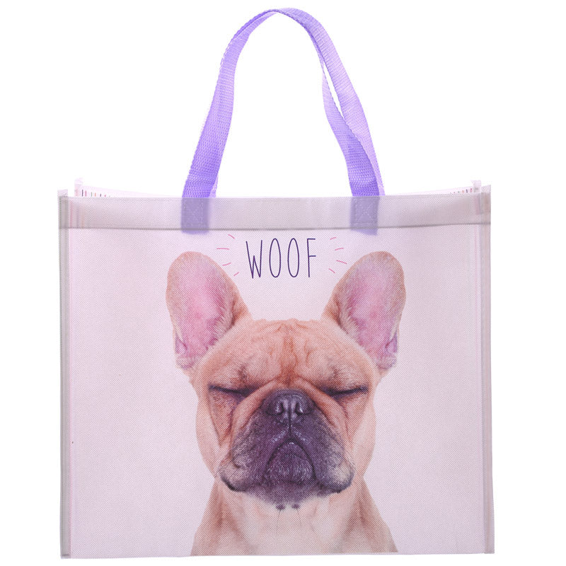 French Bulldog WOOF - opinn fjölnota poki