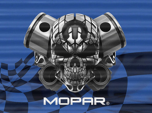 Mopar Skull - Stórt Málmskilti - Bárujárn